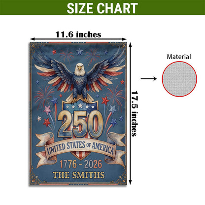 Personalized America 250th Anniversary Garden Flag, Patriotic Eagle Outdoor Yard Decor, 1776-2026 USA Flag, 4th of July Gift EKHI-05146462