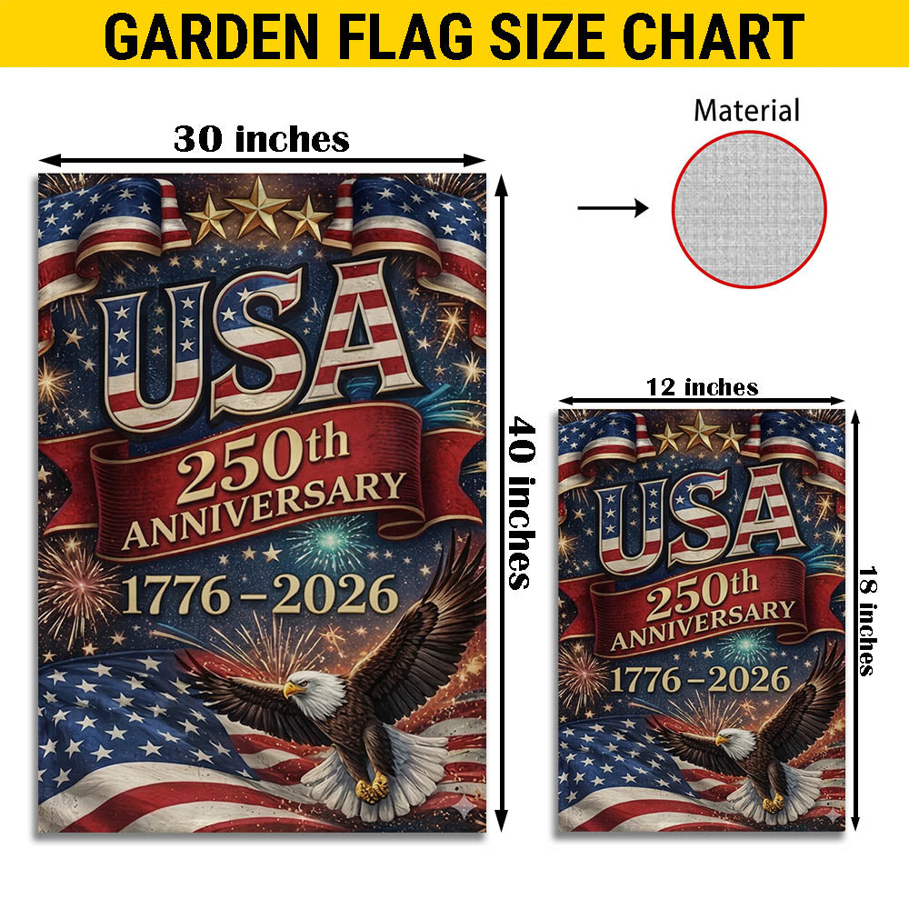 USA 250th Anniversary Garden Flag, Patriotic 1776–2026 Flag, Independence Day Outdoor Decor EKHI-05146462