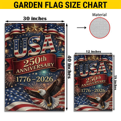 USA 250th Anniversary Garden Flag, Patriotic 1776–2026 Flag, Independence Day Outdoor Decor EKHI-05146462