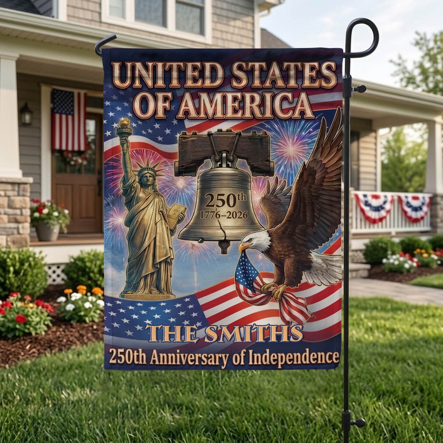 Personalized America 250th Anniversary Garden Flag, Patriotic Yard Decor 1776-2026, 4th of July Outdoor Decoration EKHI-05146462