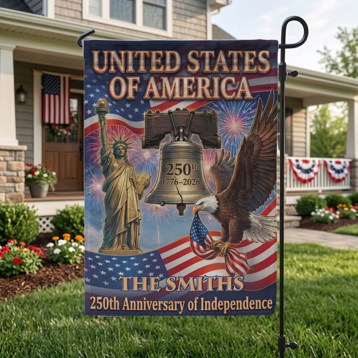 Personalized America 250th Anniversary Garden Flag, Patriotic Yard Decor 1776-2026, 4th of July Outdoor Decoration EKHI-05146462