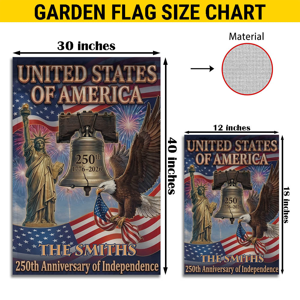 Personalized America 250th Anniversary Garden Flag, Patriotic Yard Decor 1776-2026, 4th of July Outdoor Decoration EKHI-05146462