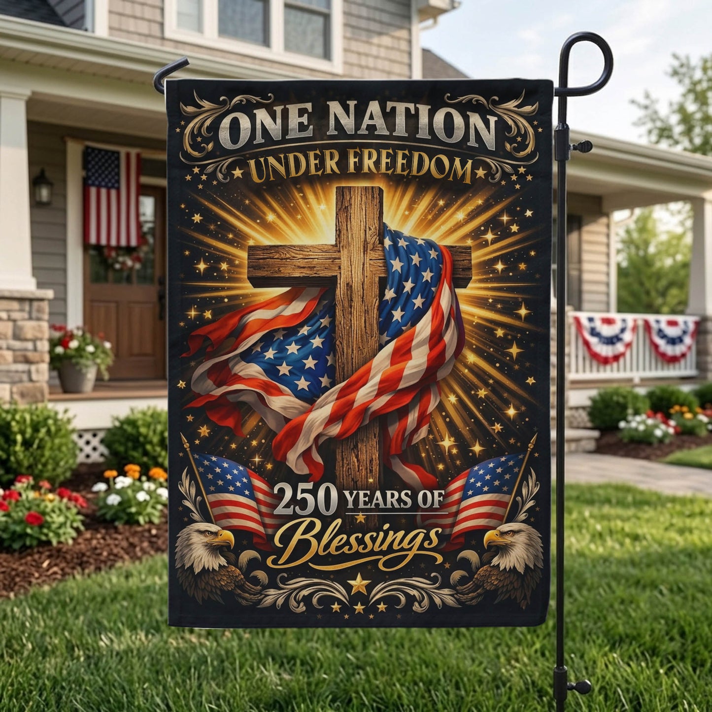 250 Years of Freedom Garden Flag, Patriotic American Flag Decor 1776–2026, Independence Day Gift EKHI-05146462