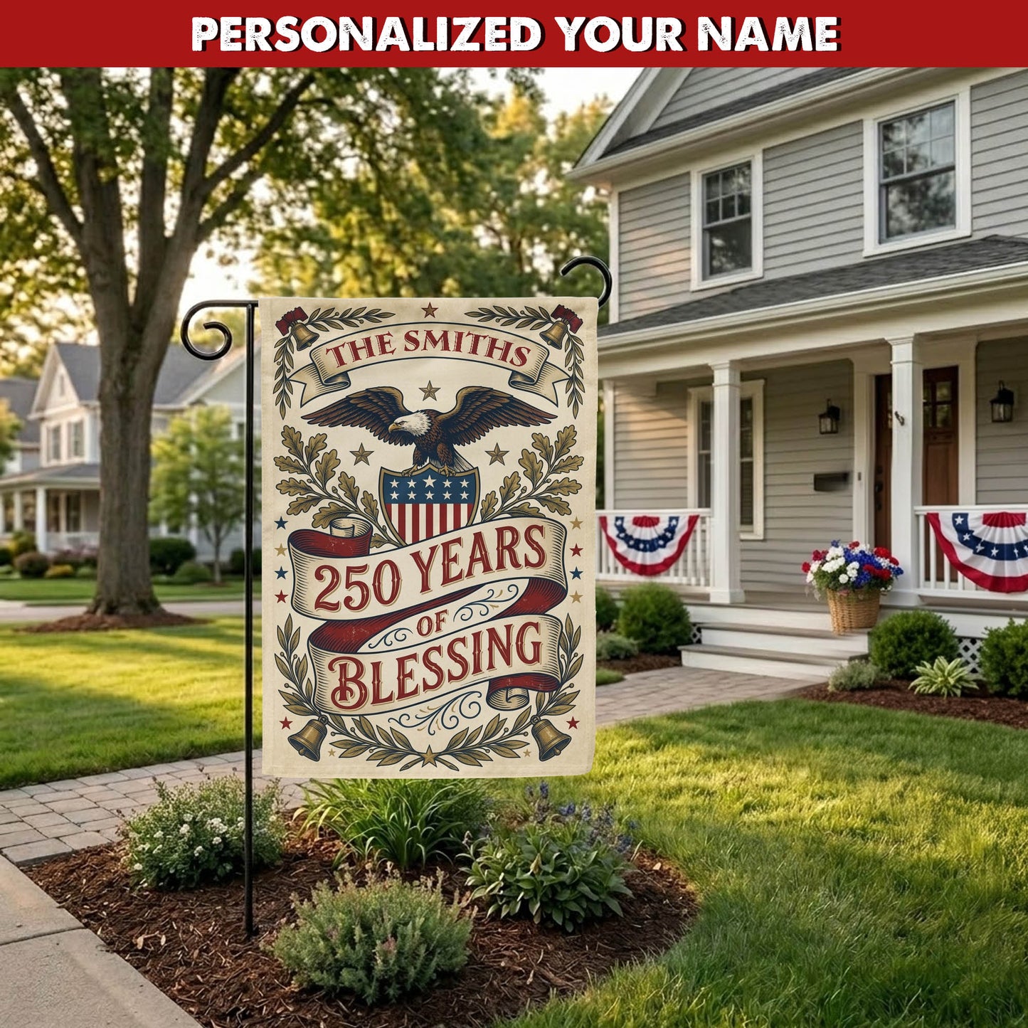 Personalized America 250th Garden Flag, 250th Anniversary USA Patriotic Flag, 250 Years American Flag, 1776-2026 Anniversary, 4th of July EKHI-05146462