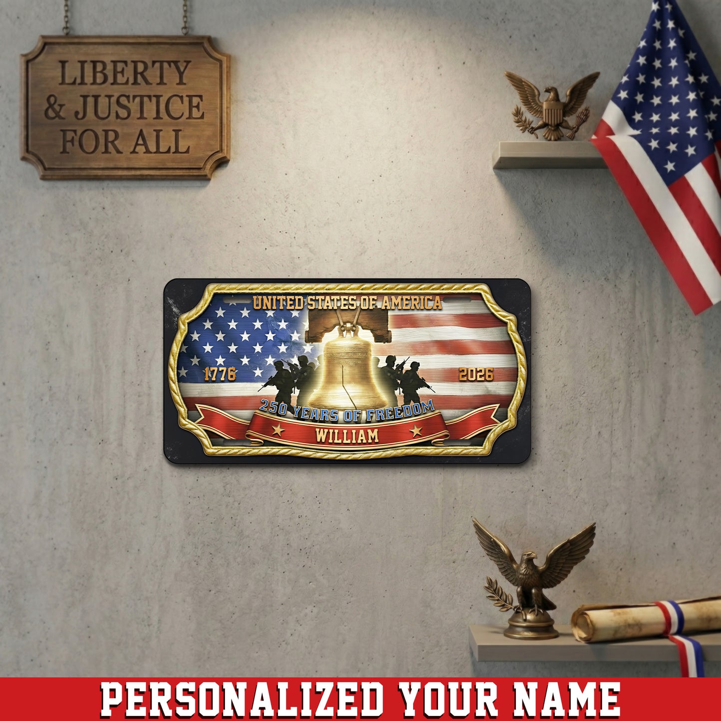 Personalized USA Freedom Sublimation License Plate, 250th Anniversary Gifts ETHY-01225201