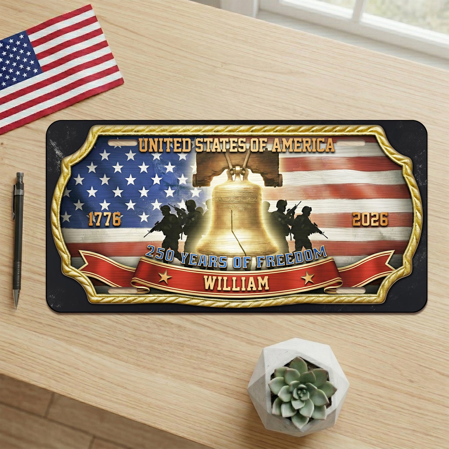 Personalized USA Freedom Sublimation License Plate, 250th Anniversary Gifts ETHY-01225201