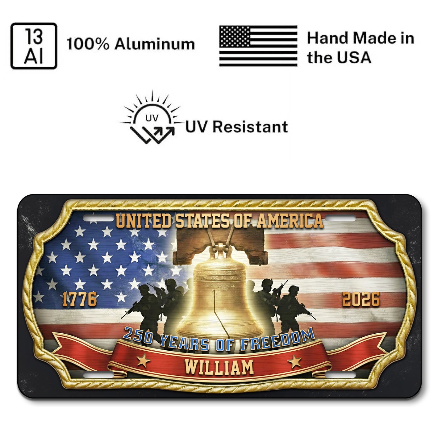 Personalized USA Freedom Sublimation License Plate, 250th Anniversary Gifts ETHY-01225201