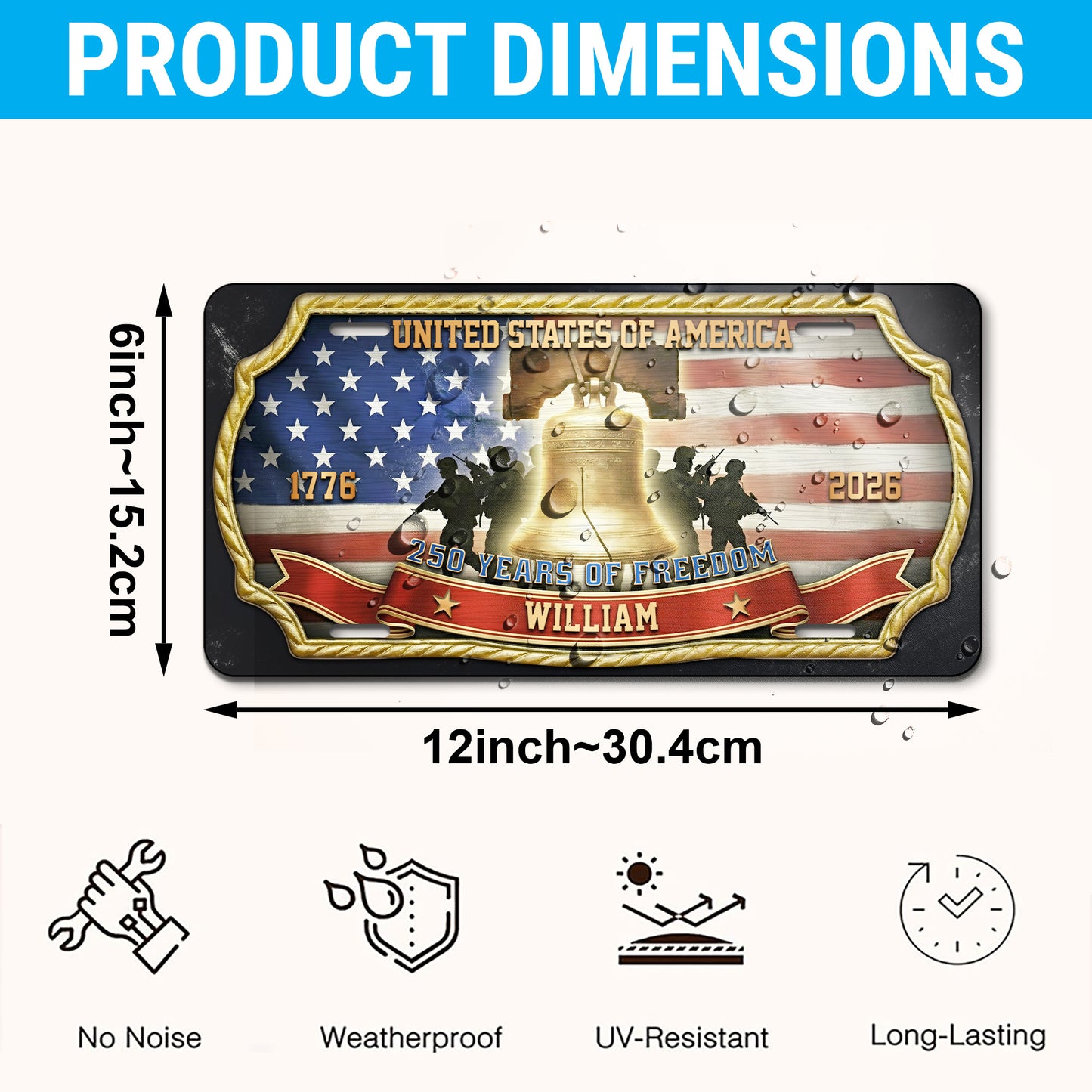 Personalized USA Freedom Sublimation License Plate, 250th Anniversary Gifts ETHY-01225201