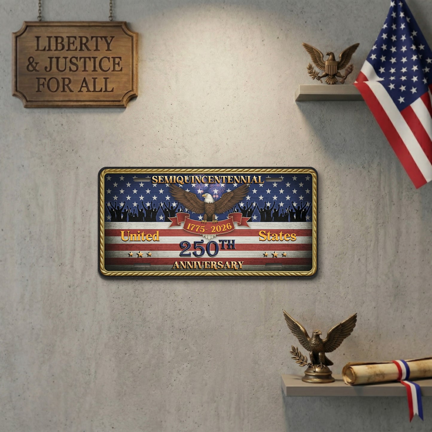 Patriotic USA 250th Anniversary License Plate , Veteran Gifts ETHY-01225201