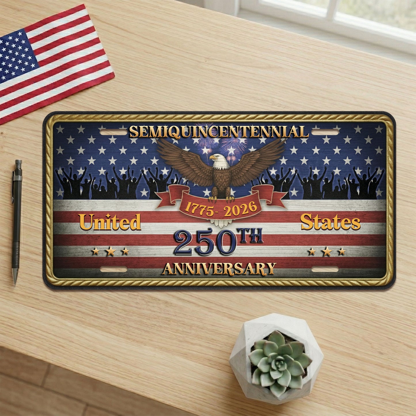 Patriotic USA 250th Anniversary License Plate , Veteran Gifts ETHY-01225201