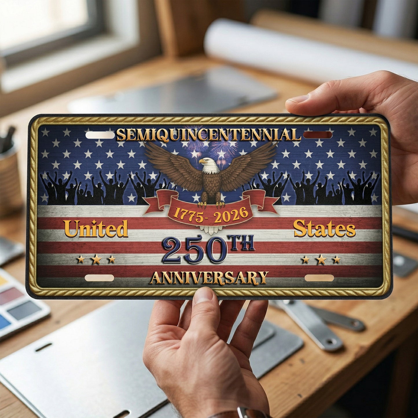 Patriotic USA 250th Anniversary License Plate , Veteran Gifts ETHY-01225201