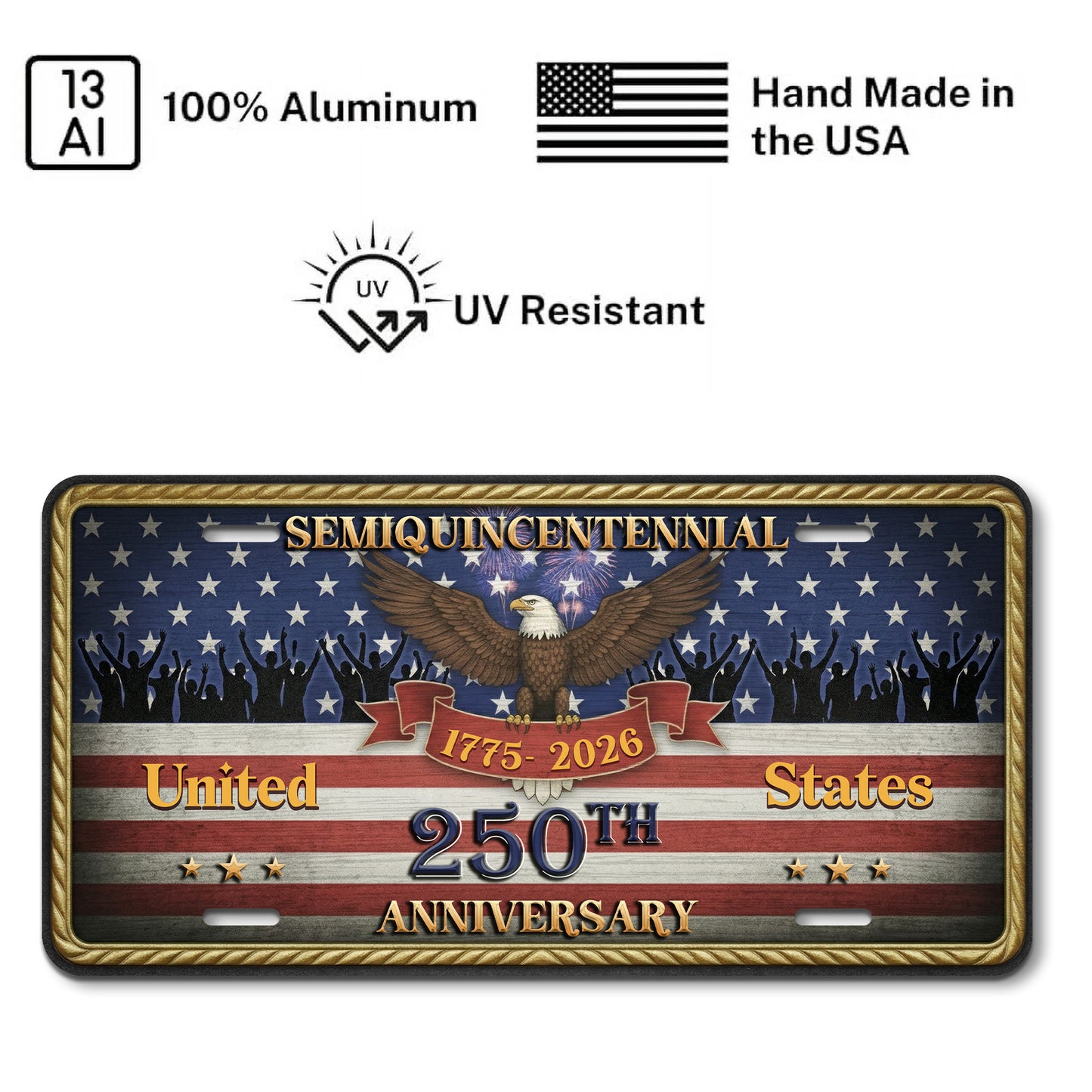Patriotic USA 250th Anniversary License Plate , Veteran Gifts ETHY-01225201