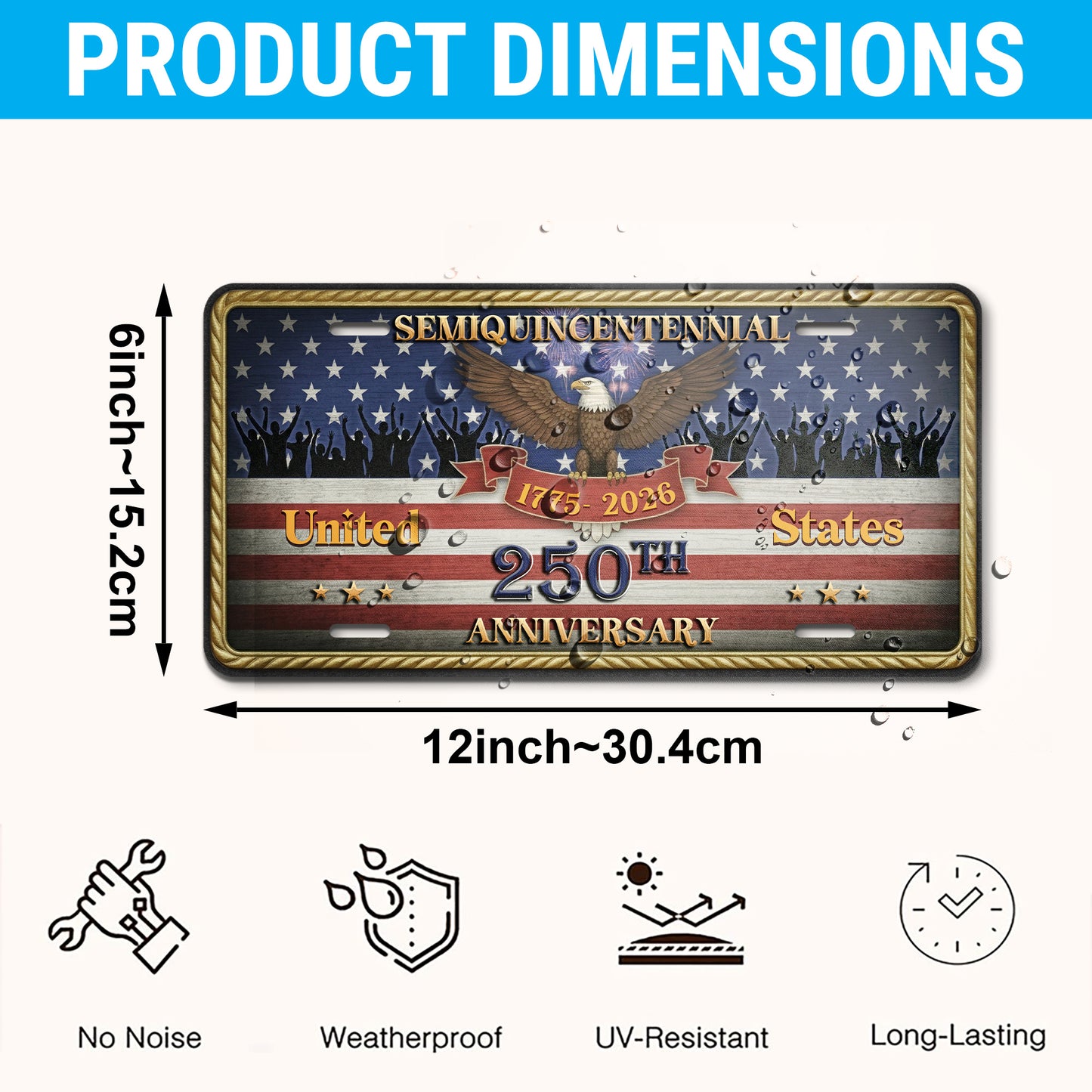 Patriotic USA 250th Anniversary License Plate , Veteran Gifts ETHY-01225201