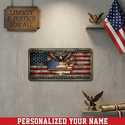Personalized USA 250th Anniversary License Plate, 1776-2026 Patriotic Commemorative Gift ETHY-01225201