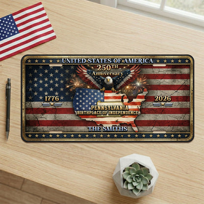 Personalized USA 250th Anniversary License Plate, 1776-2026 Patriotic Commemorative Gift ETHY-01225201