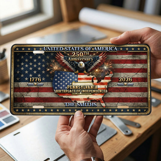 Personalized USA 250th Anniversary License Plate, 1776-2026 Patriotic Commemorative Gift ETHY-01225201