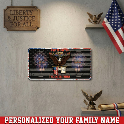 Personalized 250th Anniversary License Plate, Custom Family Name Patriotic Eagle License Plate, Home Decor
 ETHY-01225201