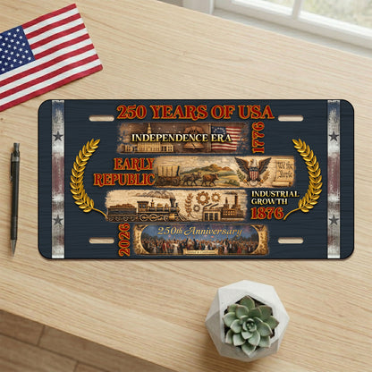 Commemorative 250th Anniversary License Plate, 1776-2026 USA History Patriotic License Plate, Home Decorations ETHY-01225201