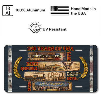 Commemorative 250th Anniversary License Plate, 1776-2026 USA History Patriotic License Plate, Home Decorations ETHY-01225201