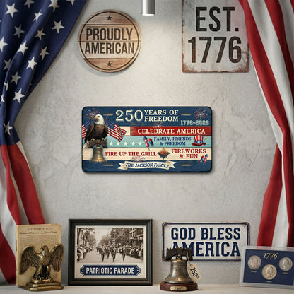 Personalized 250th Anniversary License Plate, 1776-2026 America Bald Eagle Auto License Plate ETHY-01225201