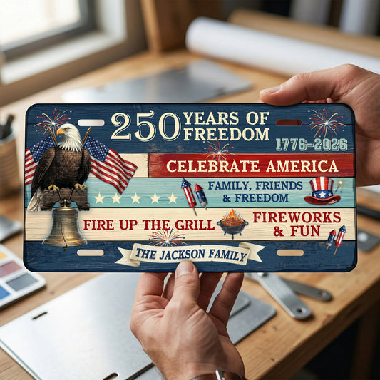 Personalized 250th Anniversary License Plate, 1776-2026 America Bald Eagle Auto License Plate ETHY-01225201