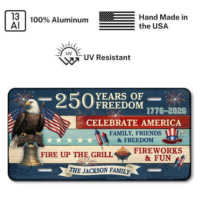 Personalized 250th Anniversary License Plate, 1776-2026 America Bald Eagle Auto License Plate ETHY-01225201
