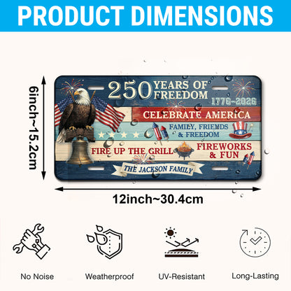 Personalized 250th Anniversary License Plate, 1776-2026 America Bald Eagle Auto License Plate ETHY-01225201