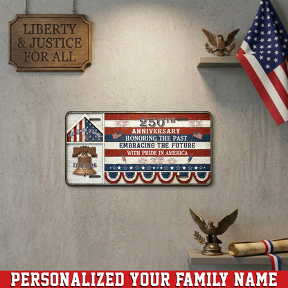 Custom 250th Anniversary License Plate, 1776-2026 Patriotic Gifts ETHY-01225201