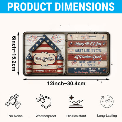 Personalized 250th Anniversary License Plate With Family Name, 1776-2026 Patriotic Independence Day Gifts ETHY-01225201
