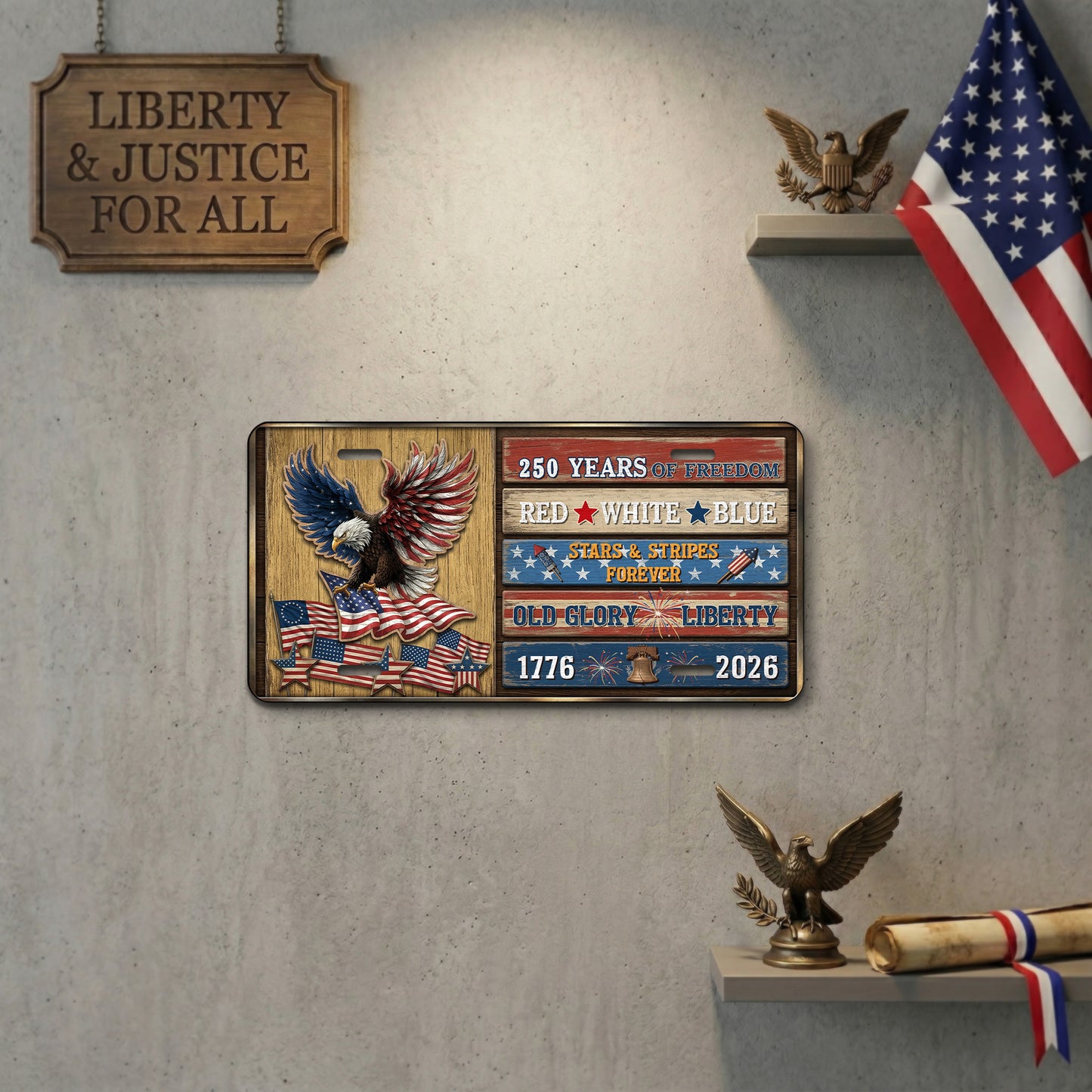 1776-2026 Patriotic 250th Anniversary License Plate, Patriotic Gifts ETHY-01225201