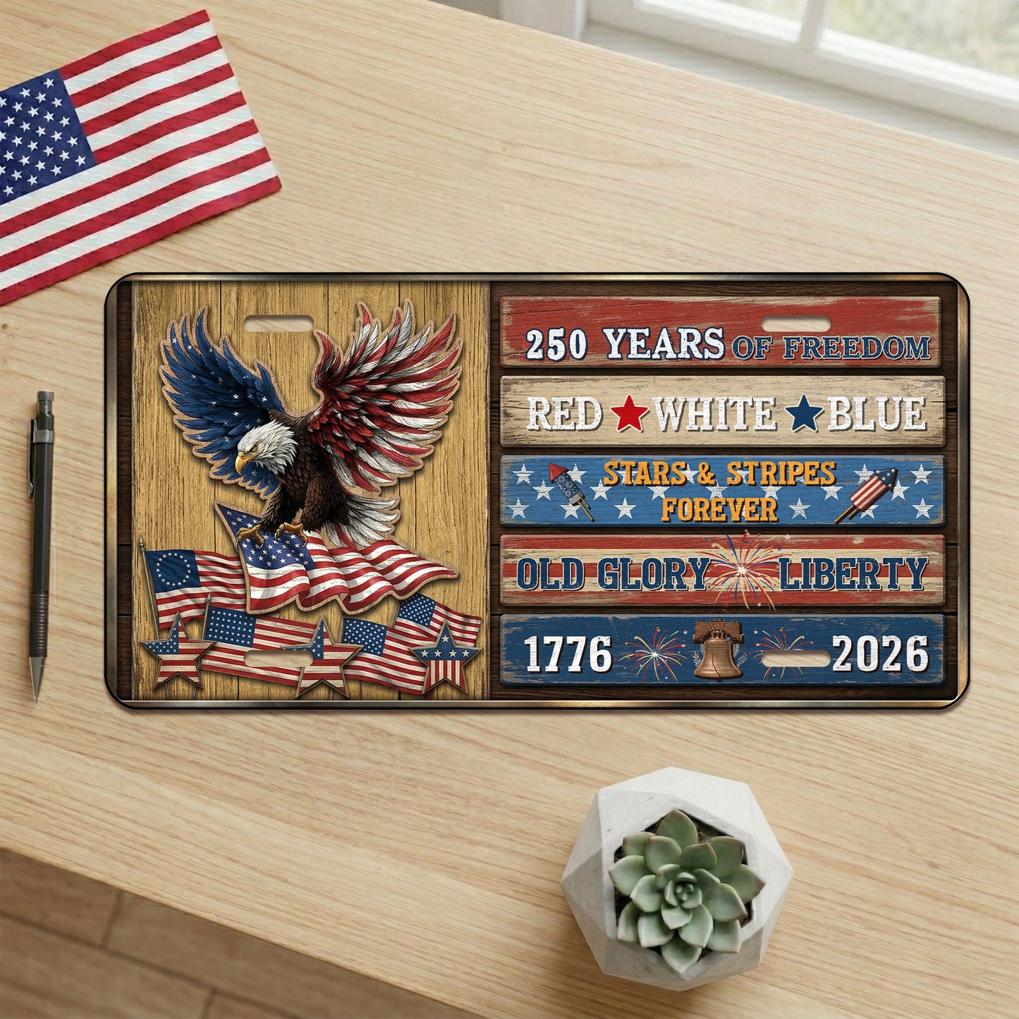 1776-2026 Patriotic 250th Anniversary License Plate, Patriotic Gifts ETHY-01225201