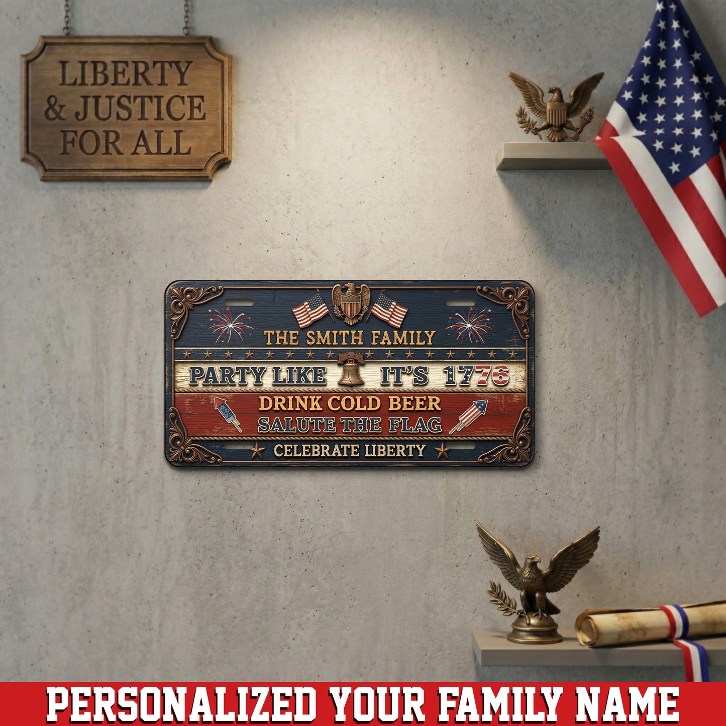 Personalized 250th Anniversary License Plate, Independence Day Gifts ETHY-01225201