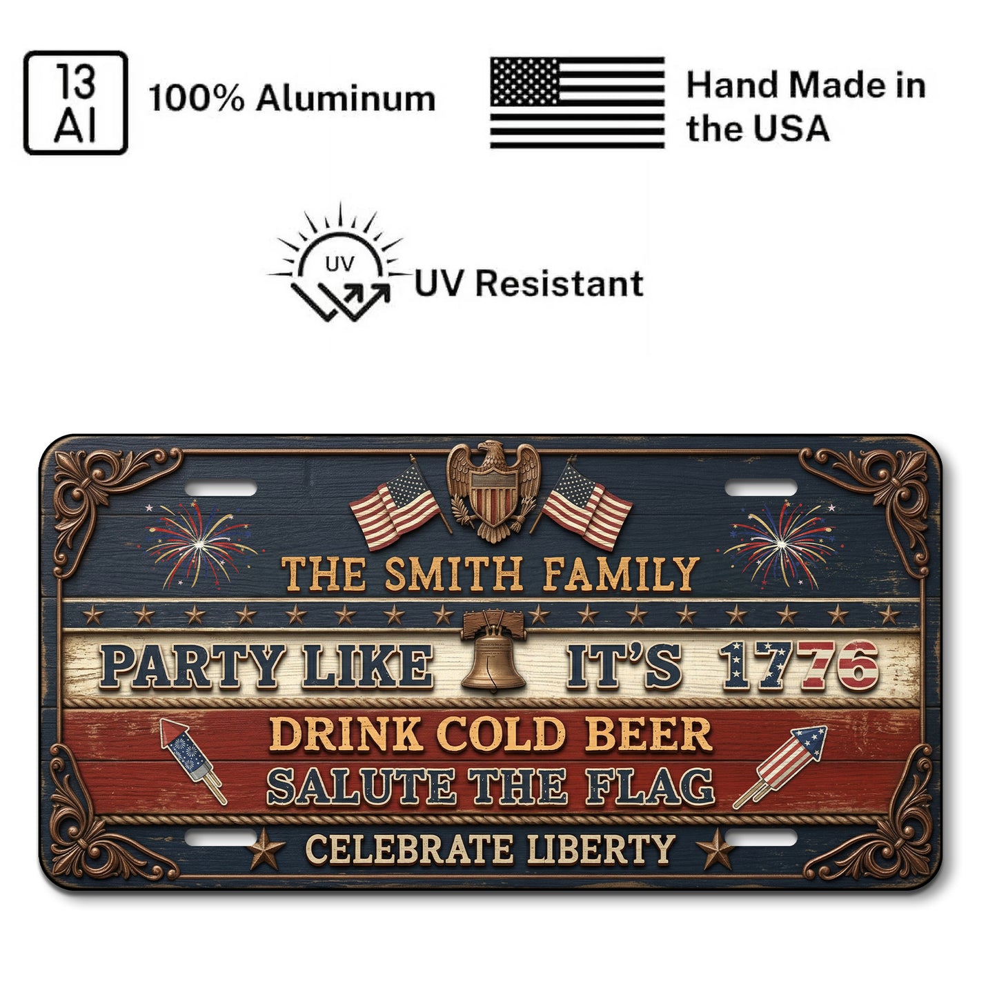 Personalized 250th Anniversary License Plate, Independence Day Gifts ETHY-01225201