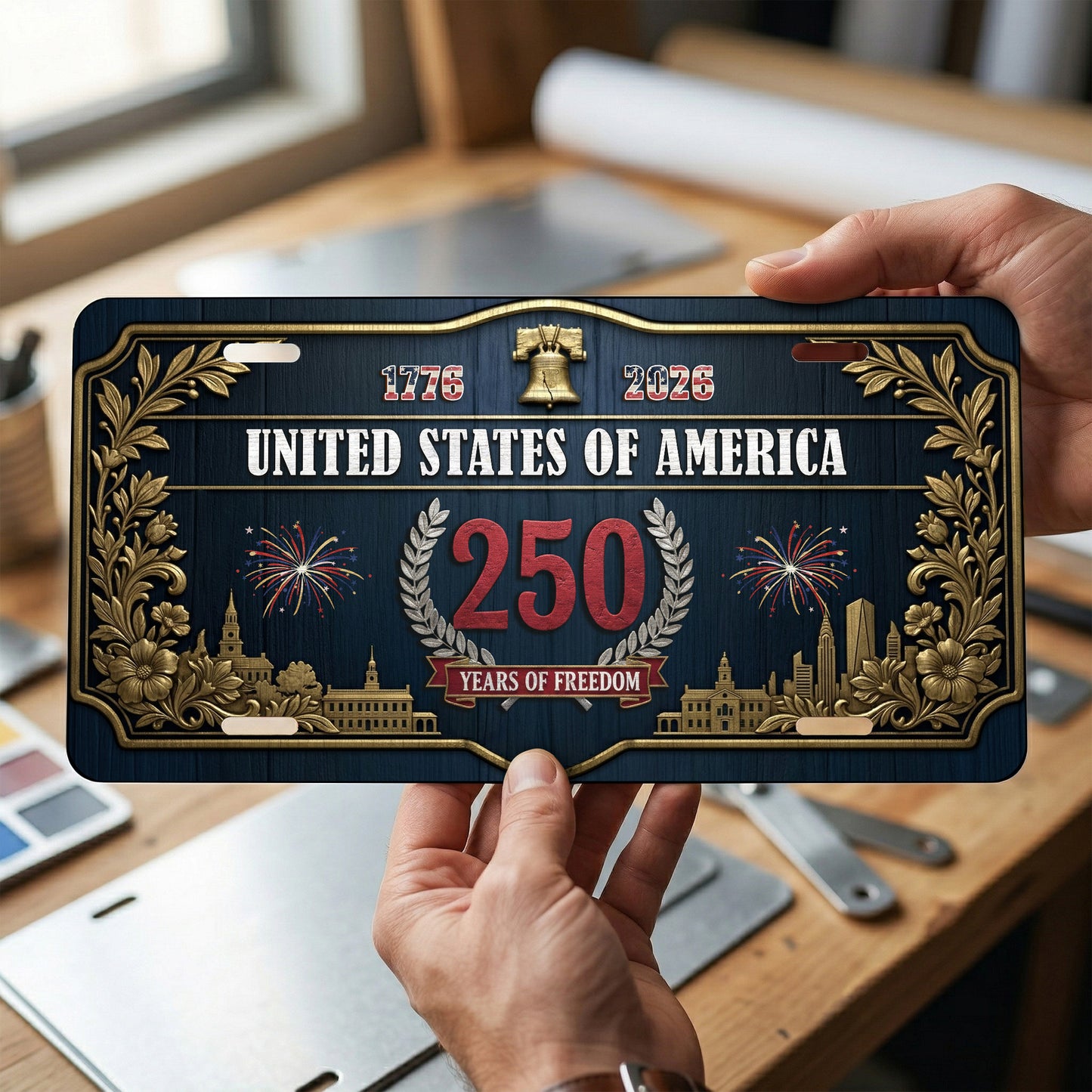 America's 250th Anniversary License Plate, 1776 Independence Day Gifts ETHY-01225201