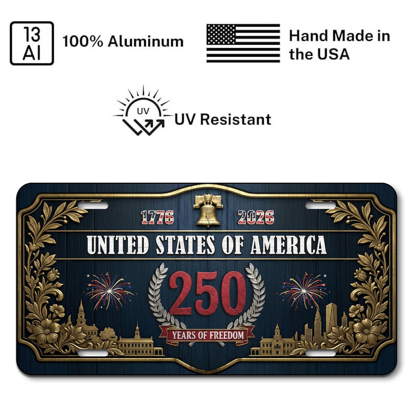 America's 250th Anniversary License Plate, 1776 Independence Day Gifts ETHY-01225201