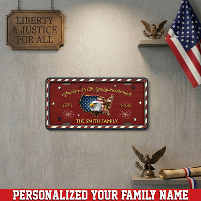 Personalized Patriotic License Plate, Party Like It's 1776 Custom Family Name Décor, USA 250th Anniversary ETHY-01225201
