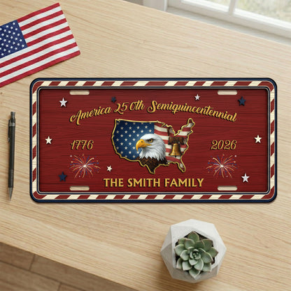 Personalized Patriotic License Plate, Party Like It's 1776 Custom Family Name Décor, USA 250th Anniversary ETHY-01225201