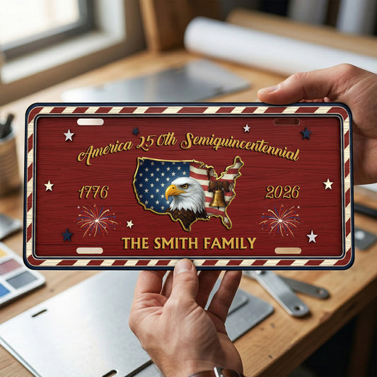Personalized Patriotic License Plate, Party Like It's 1776 Custom Family Name Décor, USA 250th Anniversary ETHY-01225201