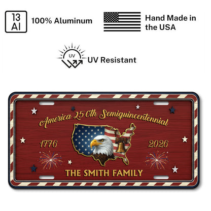 Personalized Patriotic License Plate, Party Like It's 1776 Custom Family Name Décor, USA 250th Anniversary ETHY-01225201