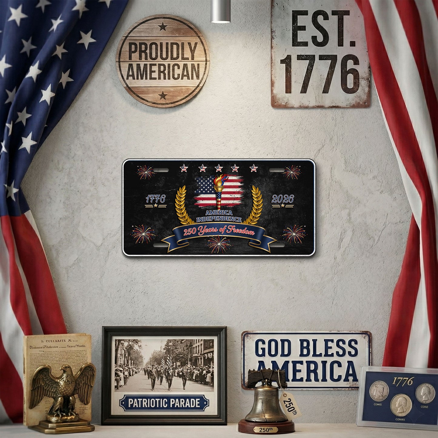 Patriotic License Plate, Gift for America's 250th Anniversary ETHY-01225201