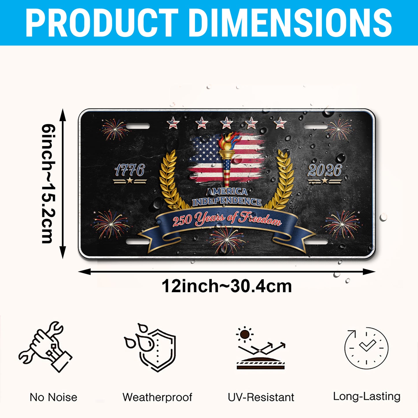 Patriotic License Plate, Gift for America's 250th Anniversary ETHY-01225201