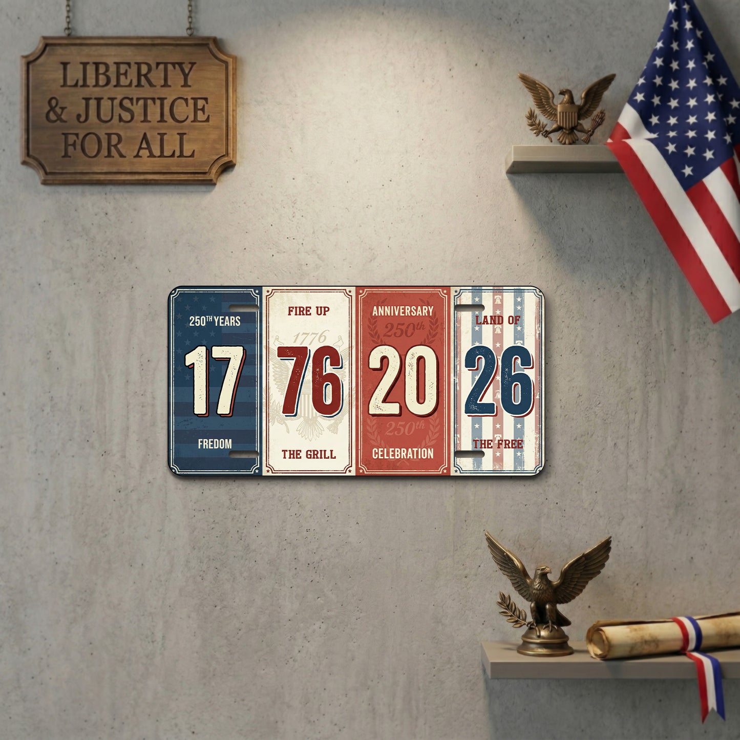 America 1776-2026 250th Anniversary License Plate, 250th Anniversary Gifts ETHY-01225201