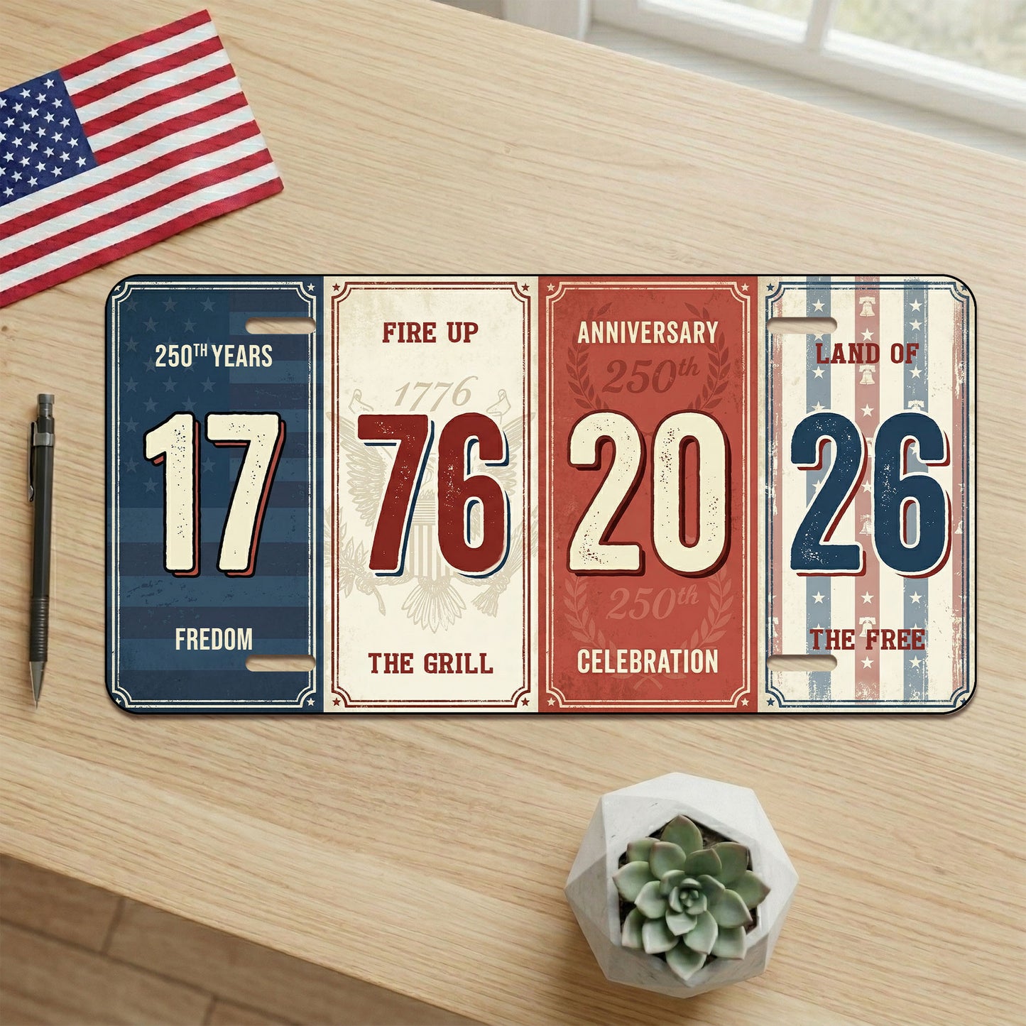 America 1776-2026 250th Anniversary License Plate, 250th Anniversary Gifts ETHY-01225201