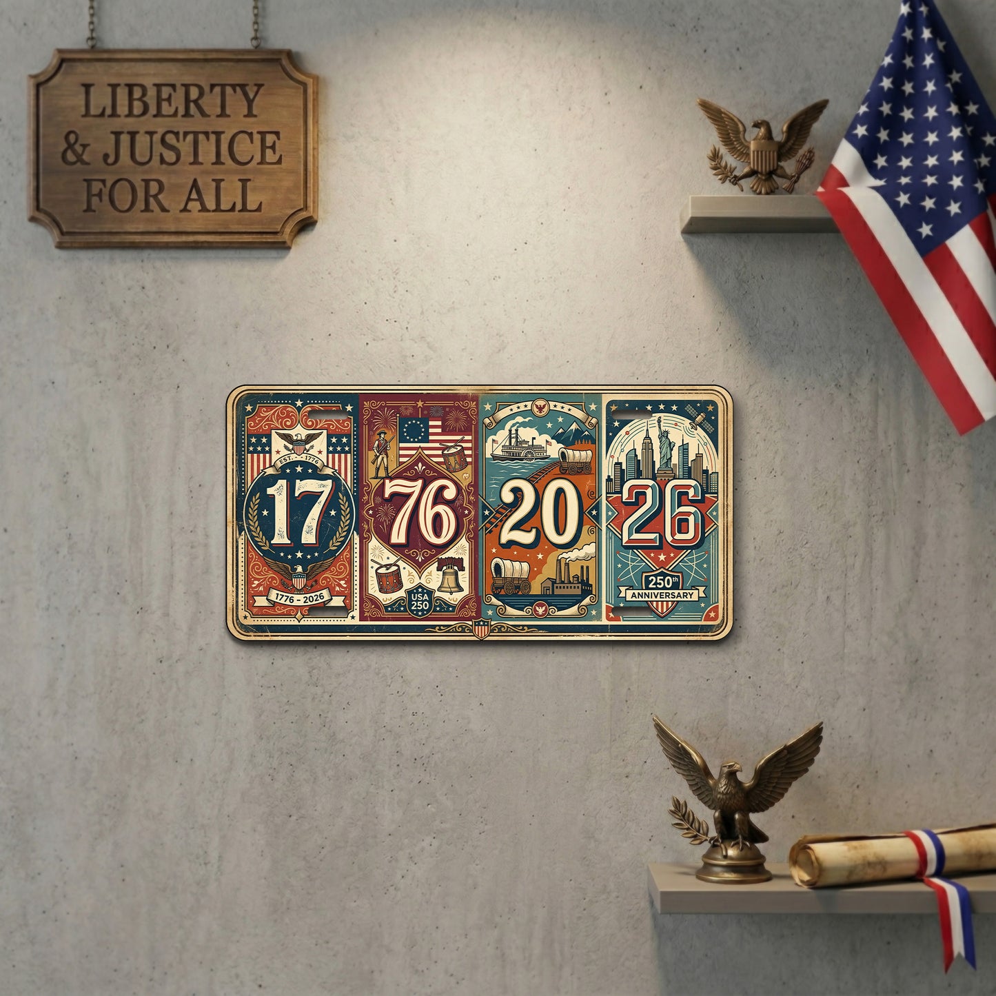 Patriotic USA 250th Anniversary License Plate, 250th Anniversary Gifts ETHY-01225201