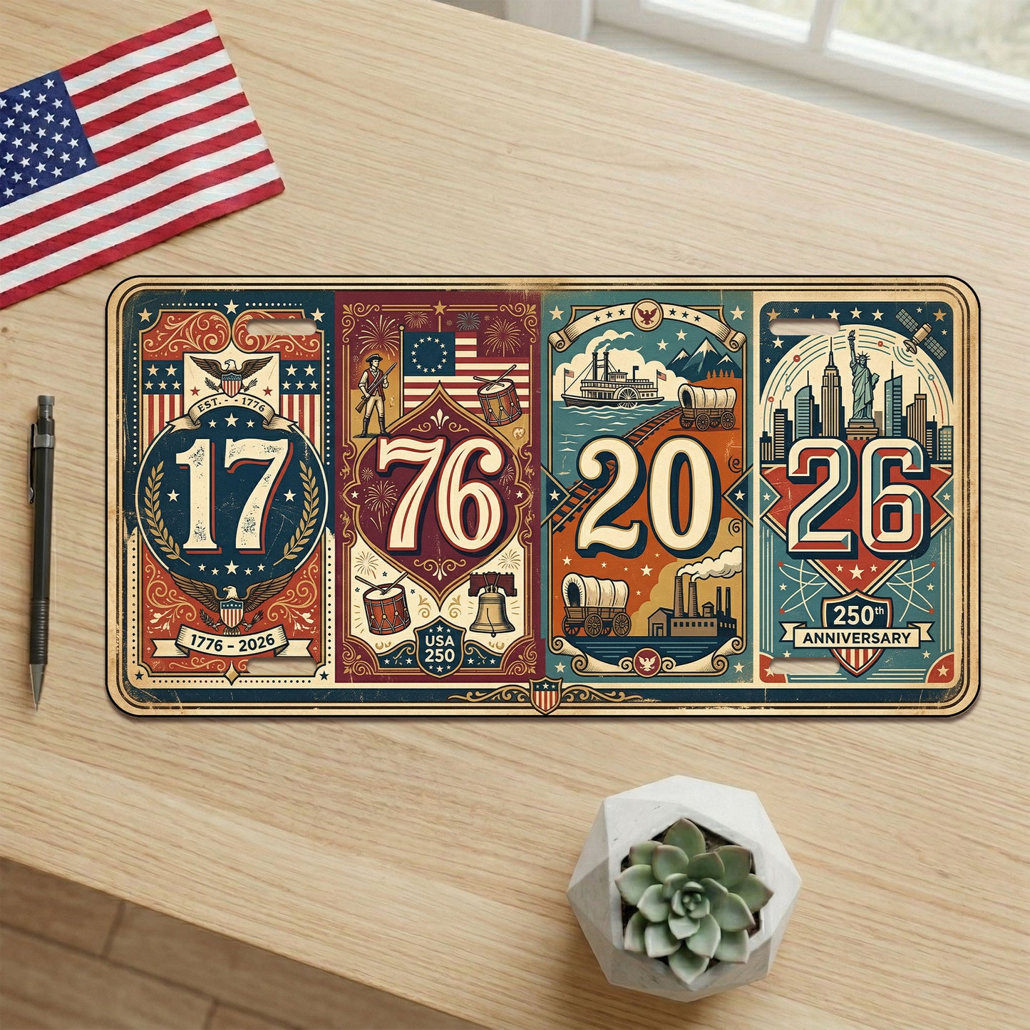 Patriotic USA 250th Anniversary License Plate, 250th Anniversary Gifts ETHY-01225201