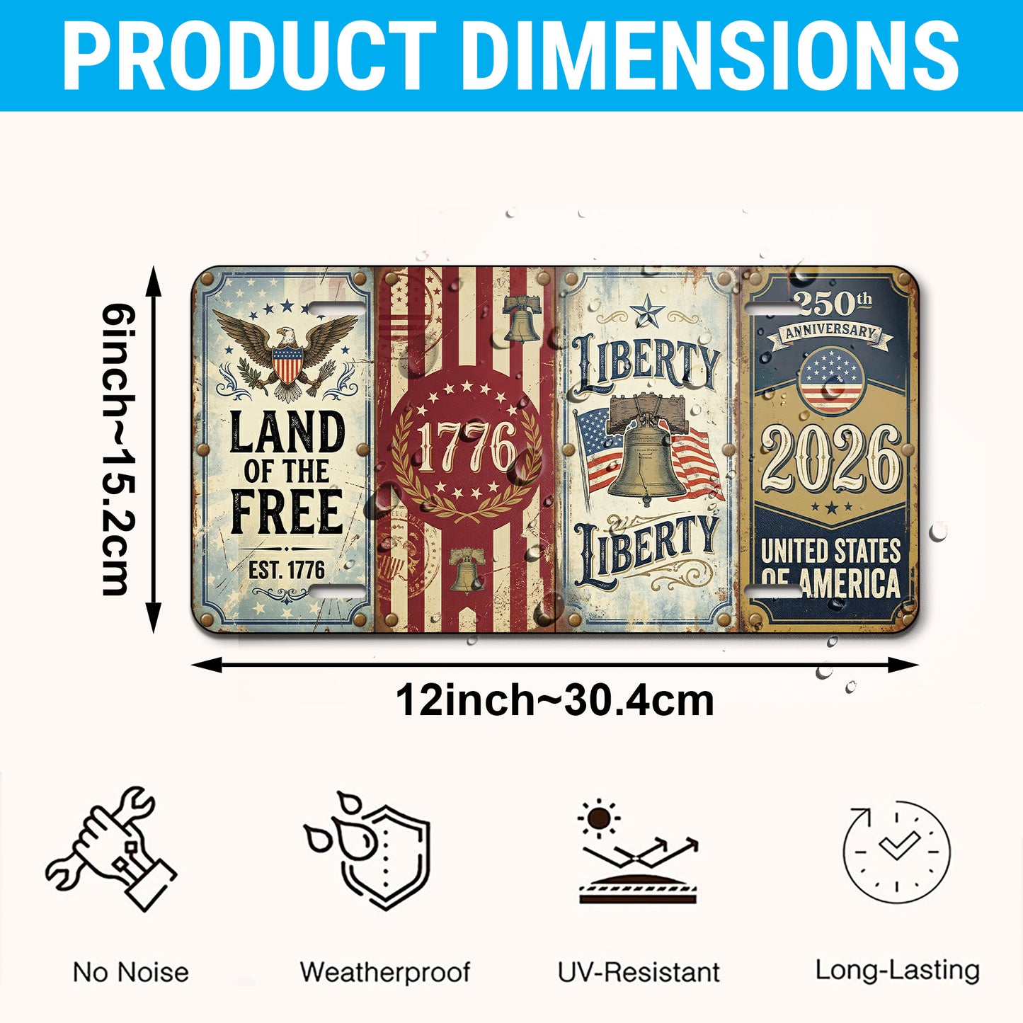 America 1776-2026 License Plate, 250th Anniversary Gifts ETHY-01225201