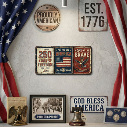 Personalized Vintage USA 250th Anniversary License Plate, Patriotic 1776-2026 Gifts ETHY-01225201