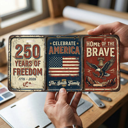 Personalized Vintage USA 250th Anniversary License Plate, Patriotic 1776-2026 Gifts ETHY-01225201