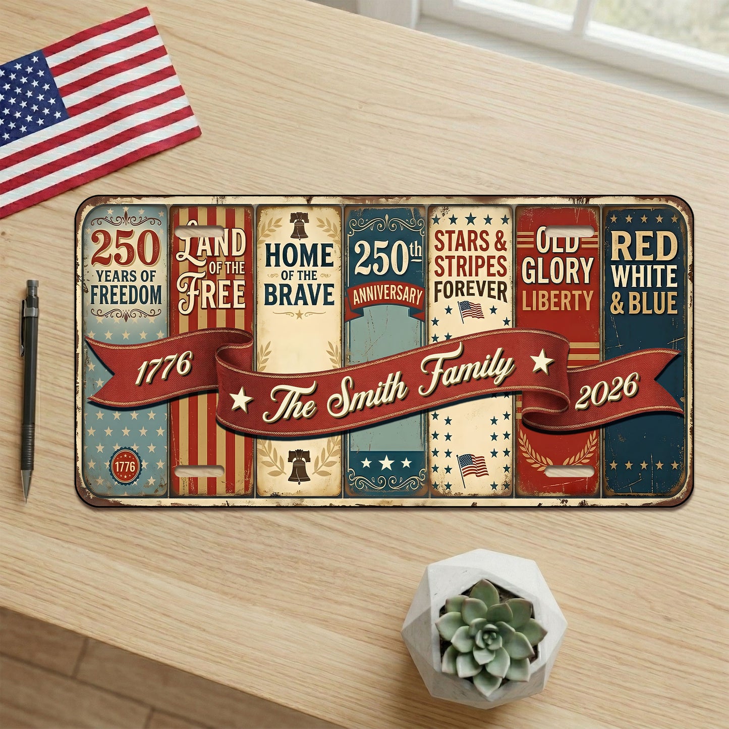 Personalized 250th Anniversary License Plate, 1776-2026 America Gifts ETHY-01225201