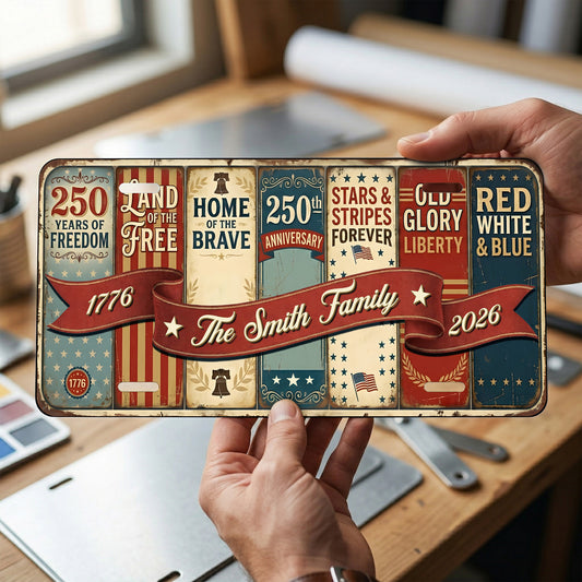 Personalized 250th Anniversary License Plate, 1776-2026 America Gifts ETHY-01225201